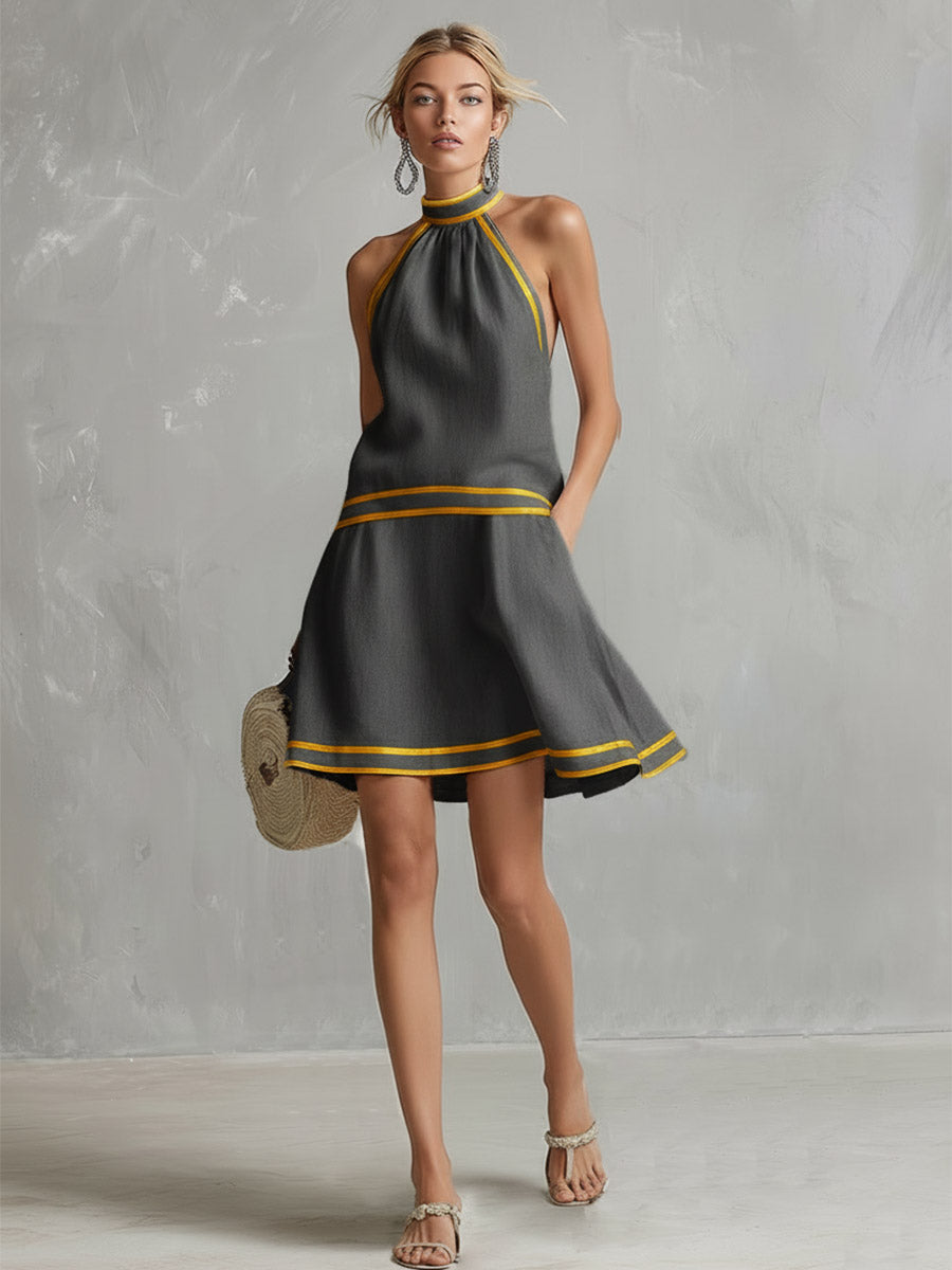 Penelope | Women’s Halter Mini Dress | Mock Neck Vacation Outfit-Women Dress-Pick NewYork