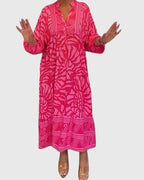 Phoebe | Women’s Printed Midi Dress | V Neck Long Sleeve-Women Dress-Pick NewYork