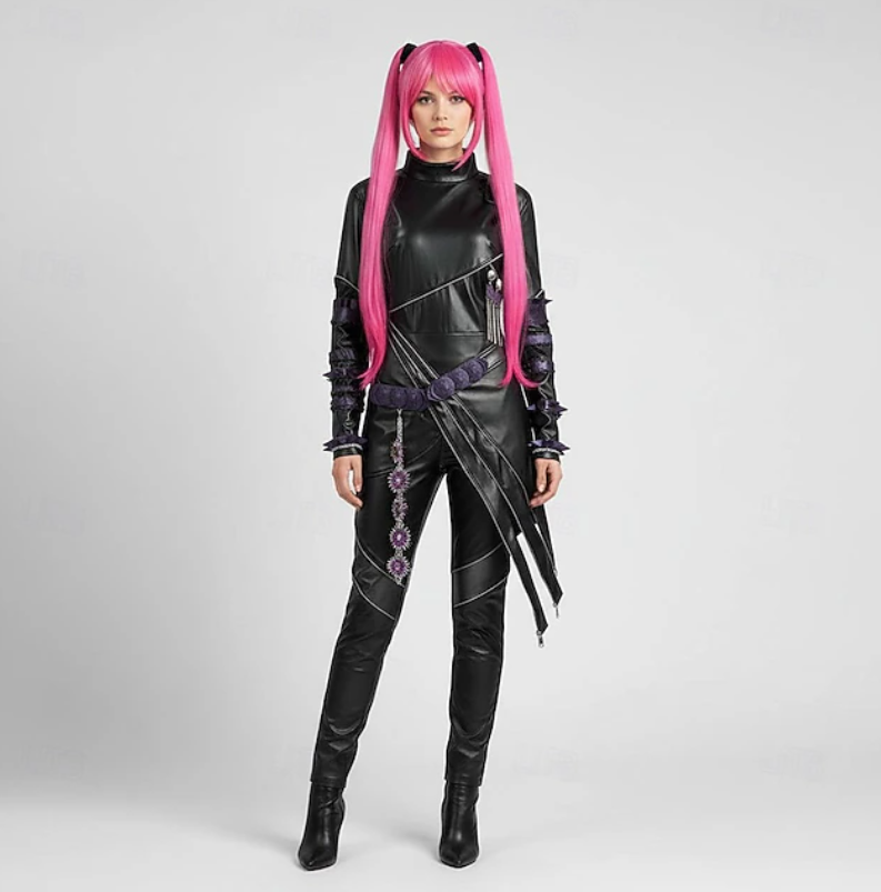 Phoenix | Women’s Performance Costume Set | Colorful Wig Chain Detail Costume Wear-Women Outfit Set-Pick NewYork