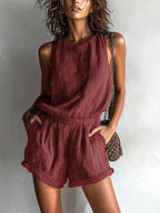 Piper | Women’s Sleeveless Jumpsuit | Pocket Vacation Outfit-Women Jumpsuit-Pick NewYork