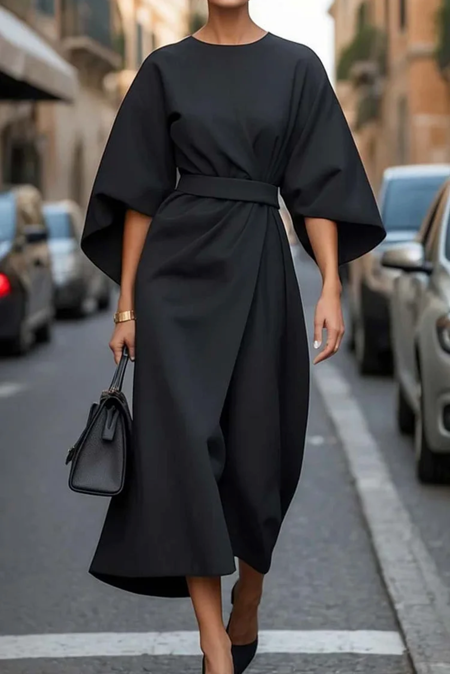 Amara | Women's Kimono-Sleeve Dress | Belted Waist · PNY