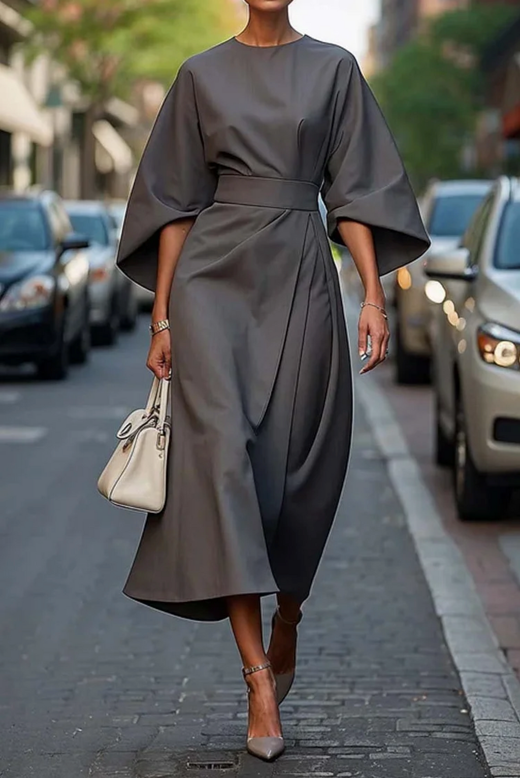Amara | Women's Kimono-Sleeve Dress | Belted Waist · PNY