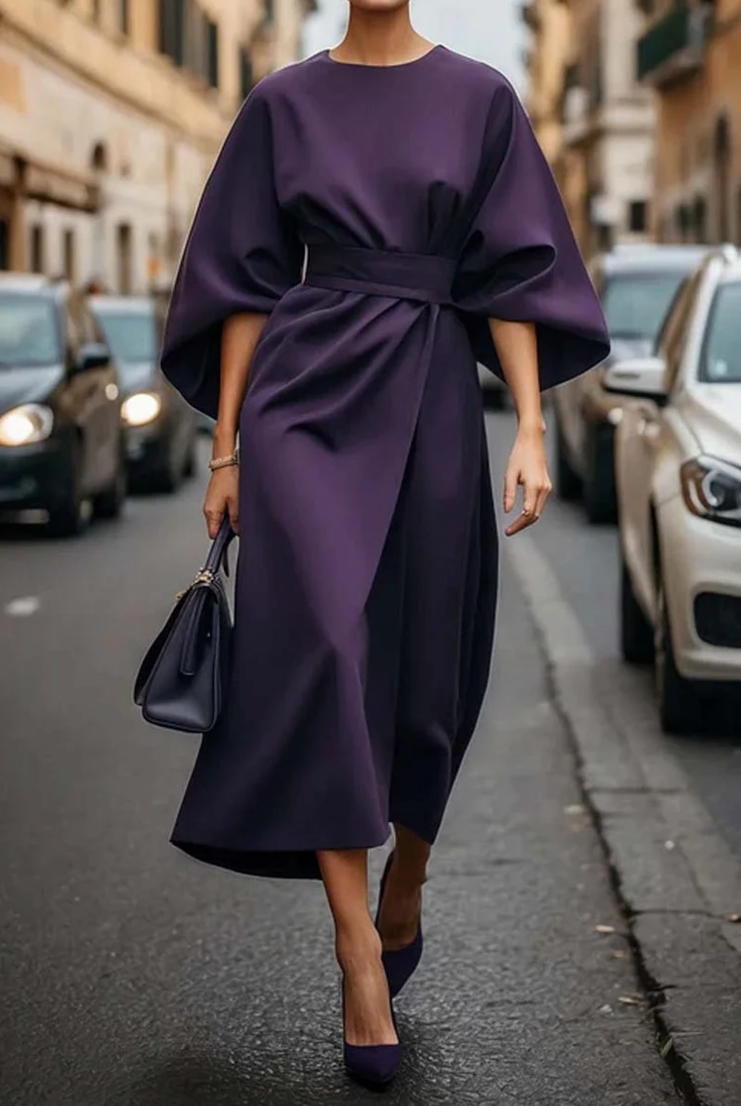 Amara | Women's Kimono-Sleeve Dress | Belted Waist · PNY