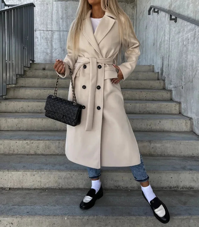 Amelia | Women's Longline Coat | Double-Breasted · PNY