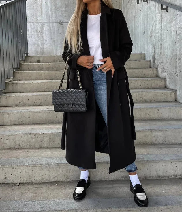 Amelia | Women's Longline Coat | Double-Breasted · PNY