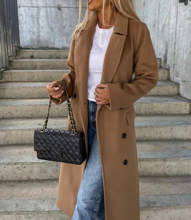 Amelia | Women's Longline Coat | Double-Breasted · PNY