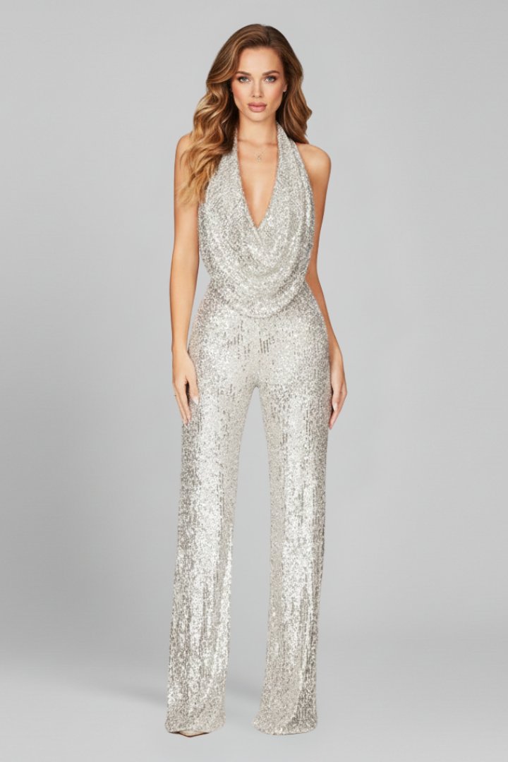 Aria | Women's Halter Jumpsuit | Sequin · PNY