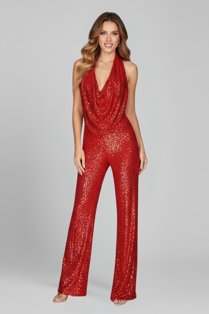 Aria | Women's Halter Jumpsuit | Sequin · PNY