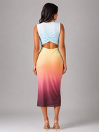 Aria | Women's Sleeveless Midi Dress | Ombre Print · PNY