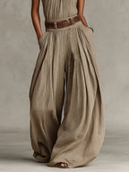Aubrey | Women's Halter Wide-Leg Jumpsuit | Belted Waist · PNY