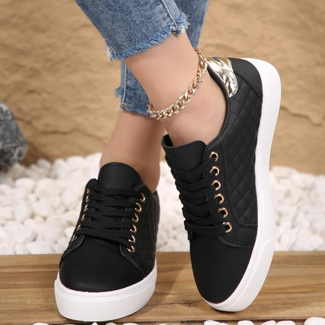 Bailey | Women's Lace-Up Sneakers | Quilted Panels · PNY
