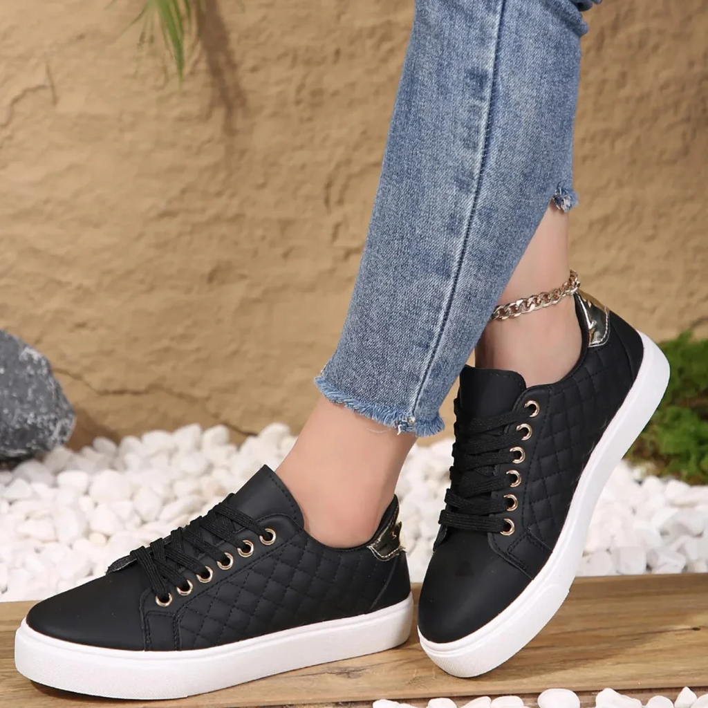 Bailey | Women's Lace-Up Sneakers | Quilted Panels · PNY