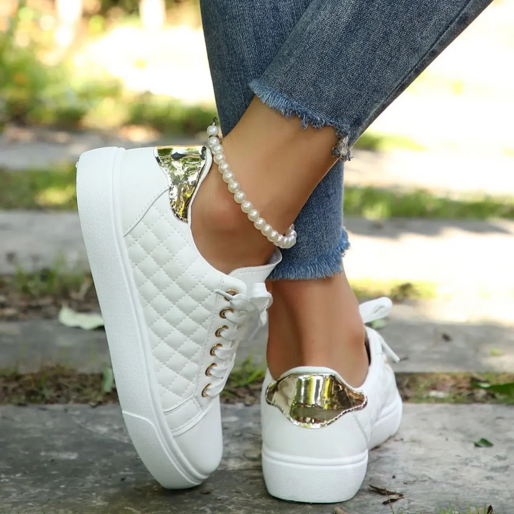 Bailey | Women's Lace-Up Sneakers | Quilted Panels · PNY