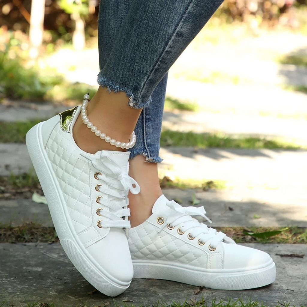 Bailey | Women's Lace-Up Sneakers | Quilted Panels · PNY
