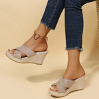 Bianca | Women's Wedge Sandals | Crossover Strap · PNY
