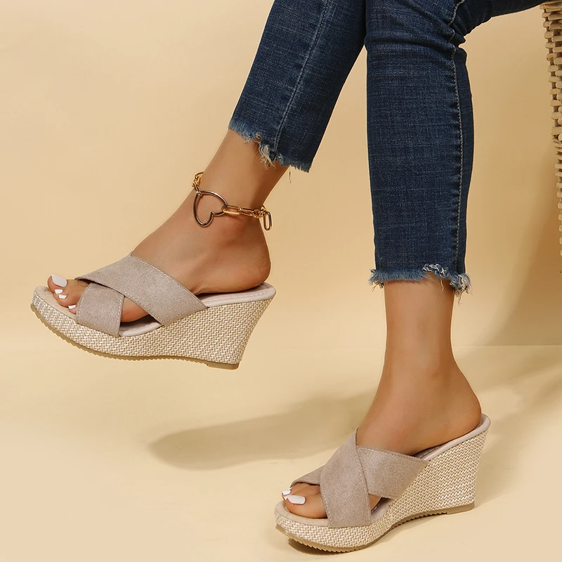 Bianca | Women's Wedge Sandals | Crossover Strap · PNY