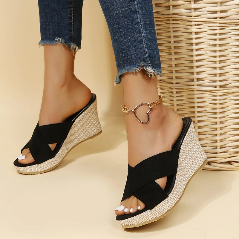 Bianca | Women's Wedge Sandals | Crossover Strap · PNY
