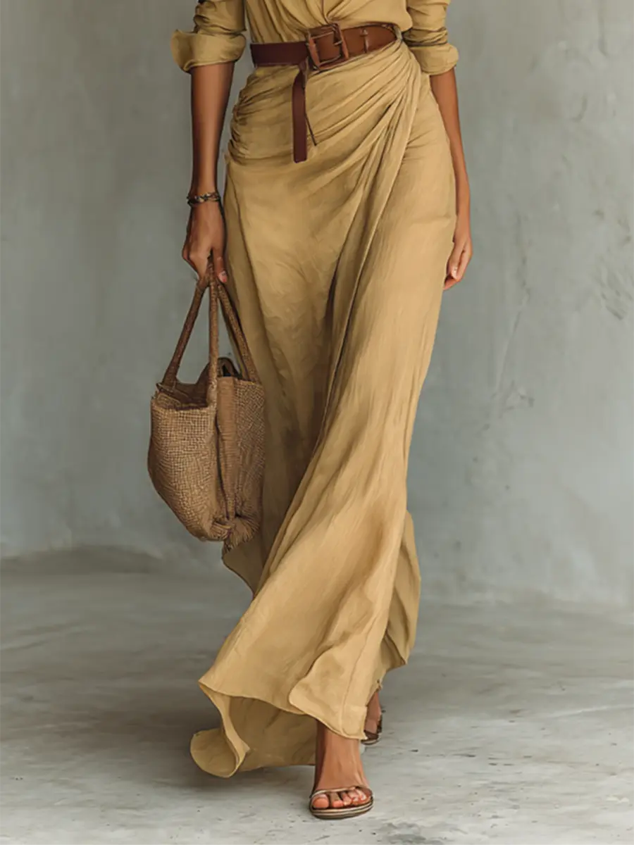 Brooke | Women's Collared Maxi Dress | Belted Waist · PNY