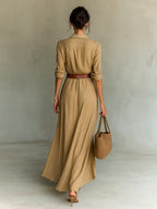 Brooke | Women's Collared Maxi Dress | Belted Waist · PNY