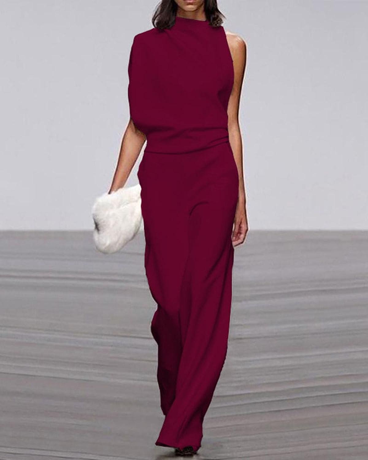 Camille | Women's One-Shoulder Jumpsuit | Wide-Leg · PNY