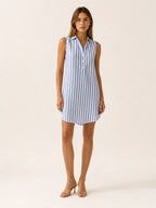 Camille | Women's Sleeveless Shirt Dress | Striped