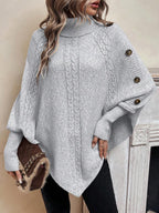 Camille | Women's Turtleneck Poncho | Cable Knit · PNY