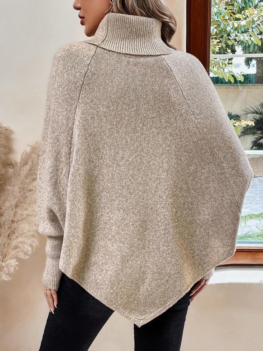 Camille | Women's Turtleneck Poncho | Cable Knit · PNY