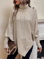 Camille | Women's Turtleneck Poncho | Cable Knit · PNY