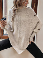 Camille | Women's Turtleneck Poncho | Cable Knit · PNY