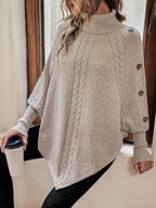 Camille | Women's Turtleneck Poncho | Cable Knit · PNY