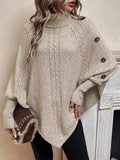 Camille | Women's Turtleneck Poncho | Cable Knit