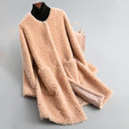 Charlotte | Women's Collarless Coat | Shearling · PNY