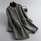 Charlotte | Women's Collarless Coat | Shearling · PNY