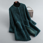 Charlotte | Women's Collarless Coat | Shearling · PNY