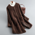 Charlotte | Women's Collarless Coat | Shearling · PNY