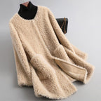 Charlotte | Women's Collarless Coat | Shearling · PNY