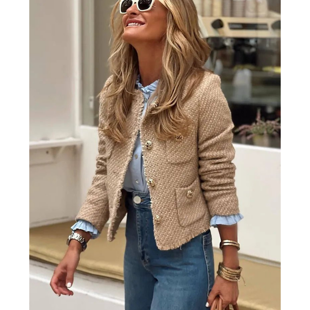 Charlotte | Women's Collarless Jacket | Tweed · PNY