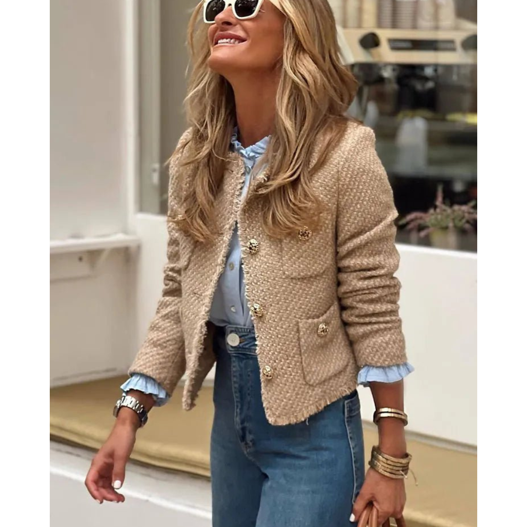 Charlotte | Women's Collarless Jacket | Tweed · PNY