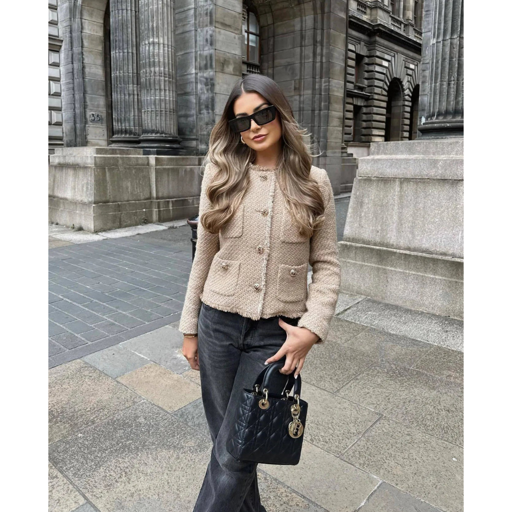 Charlotte | Women's Collarless Jacket | Tweed · PNY