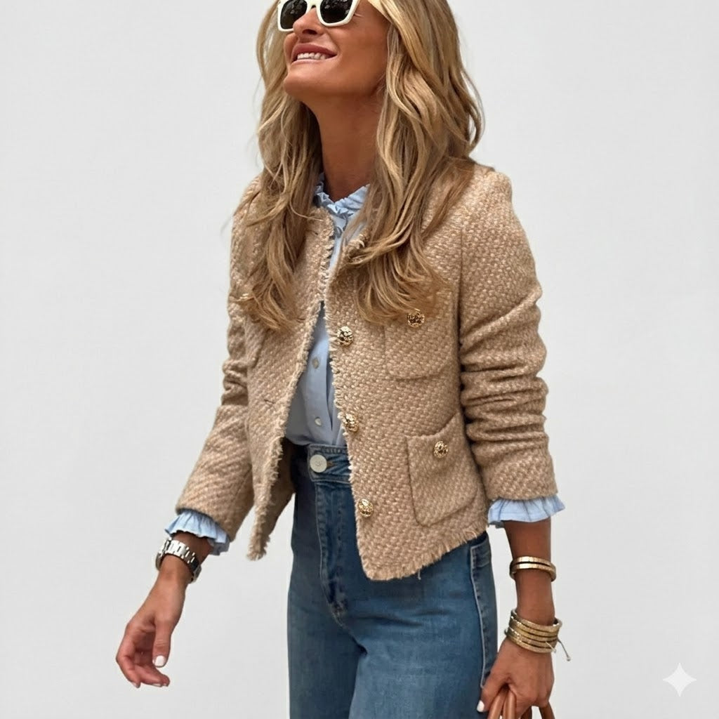 Charlotte | Women's Collarless Jacket | Tweed · PNY