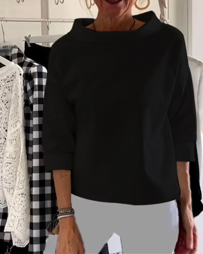 Charlotte | Women's Cowl-Neck Top | Three-Quarter Sleeve · PNY