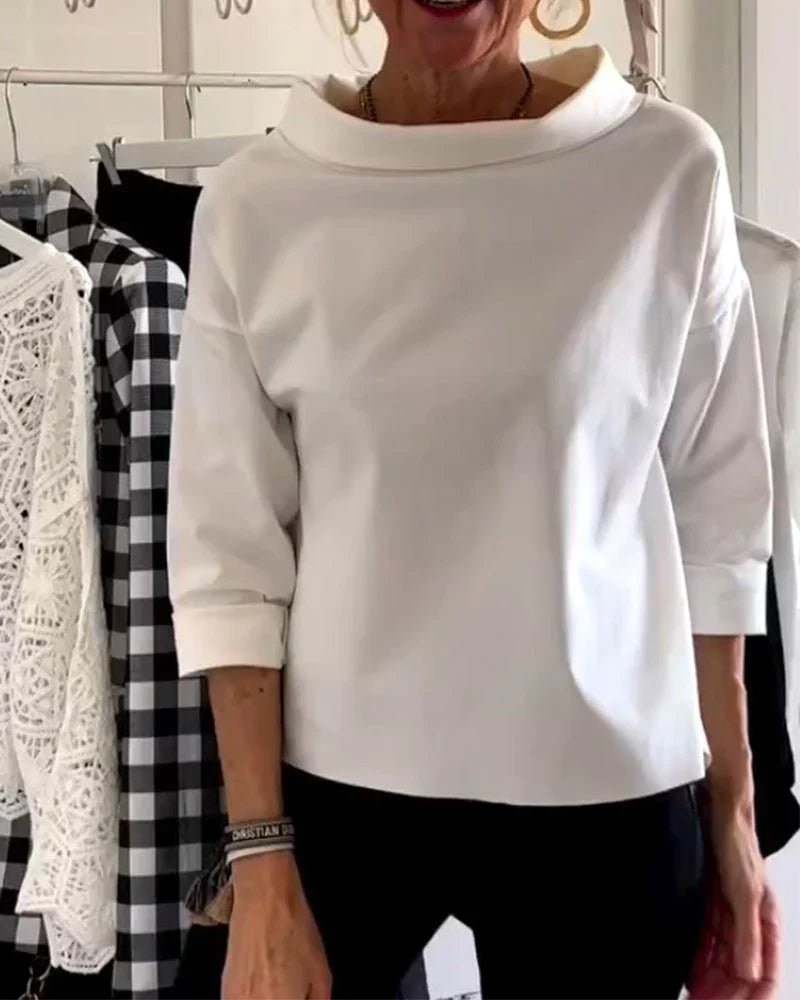 Charlotte | Women's Cowl-Neck Top | Three-Quarter Sleeve · PNY