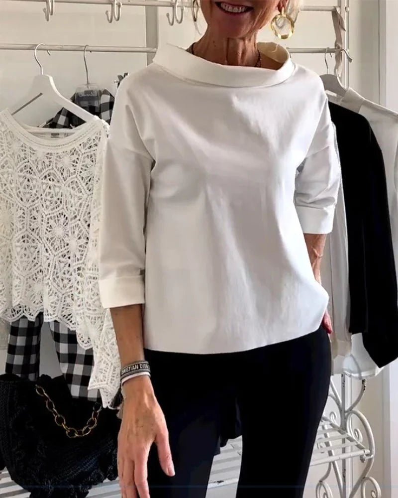 Charlotte | Women's Cowl-Neck Top | Three-Quarter Sleeve · PNY