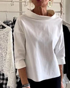 Charlotte | Women's Cowl-Neck Top | Three-Quarter Sleeve · PNY