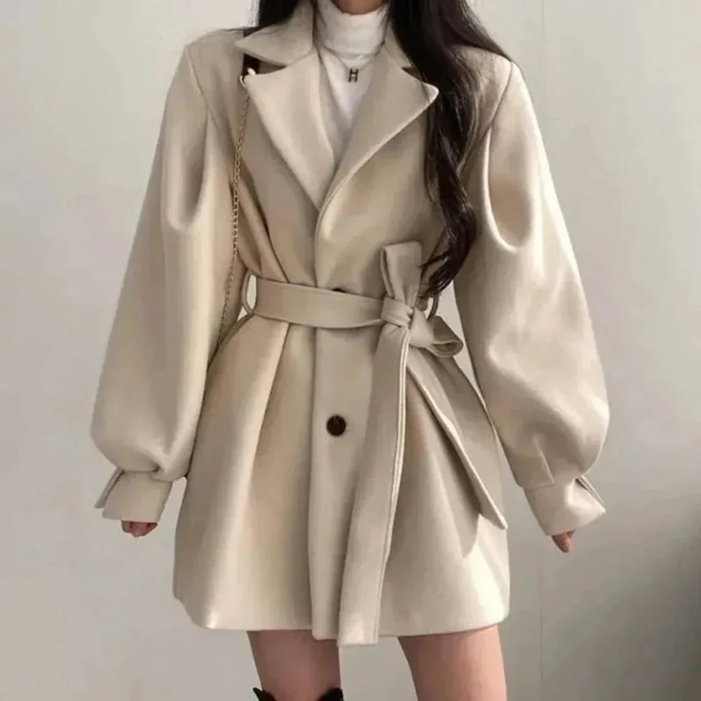 Charlotte | Women's Notch-Lapel Coat | Belted Waist · PNY