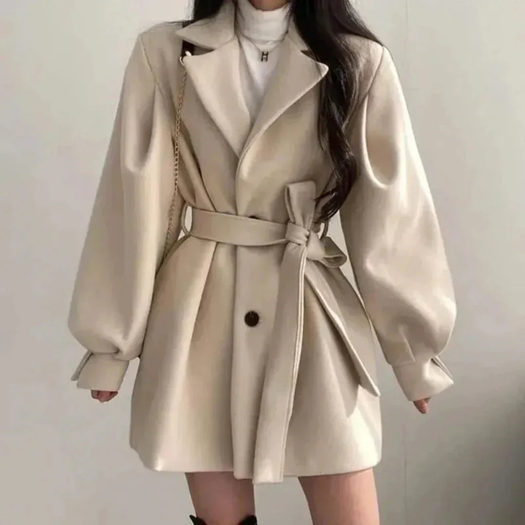 Charlotte | Women's Notch-Lapel Coat | Belted Waist · PNY