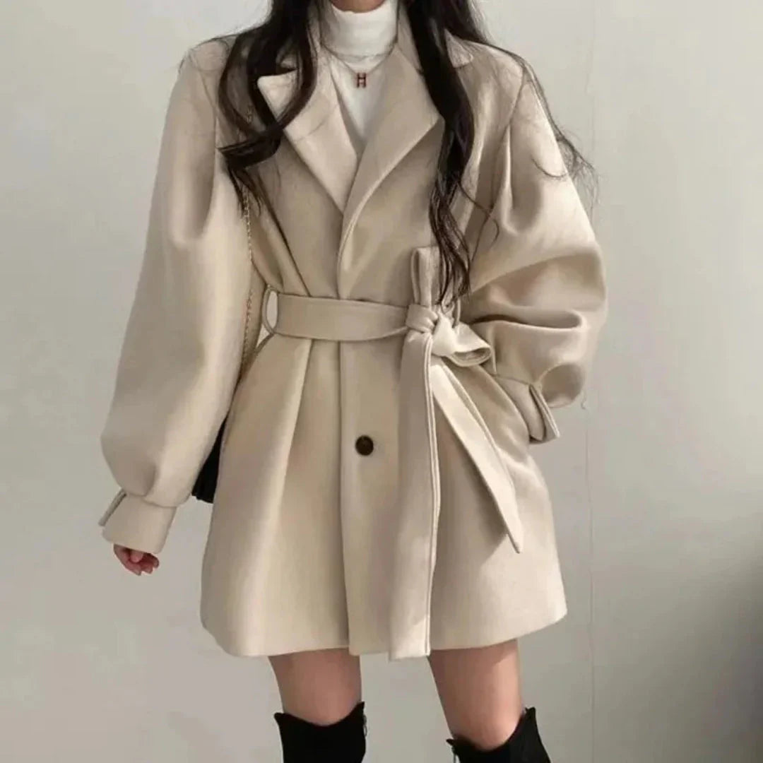 Charlotte | Women's Notch-Lapel Coat | Belted Waist · PNY