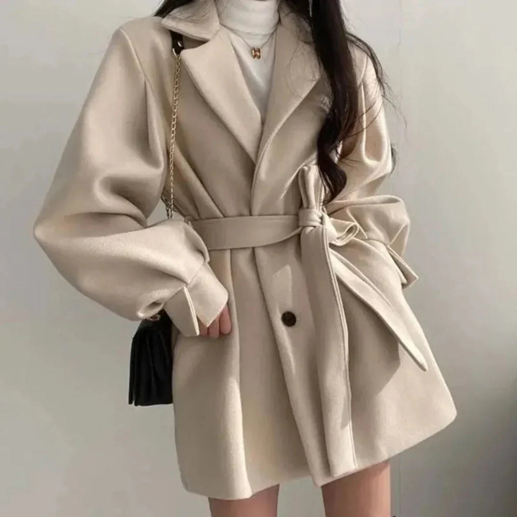 Charlotte | Women's Notch-Lapel Coat | Belted Waist · PNY