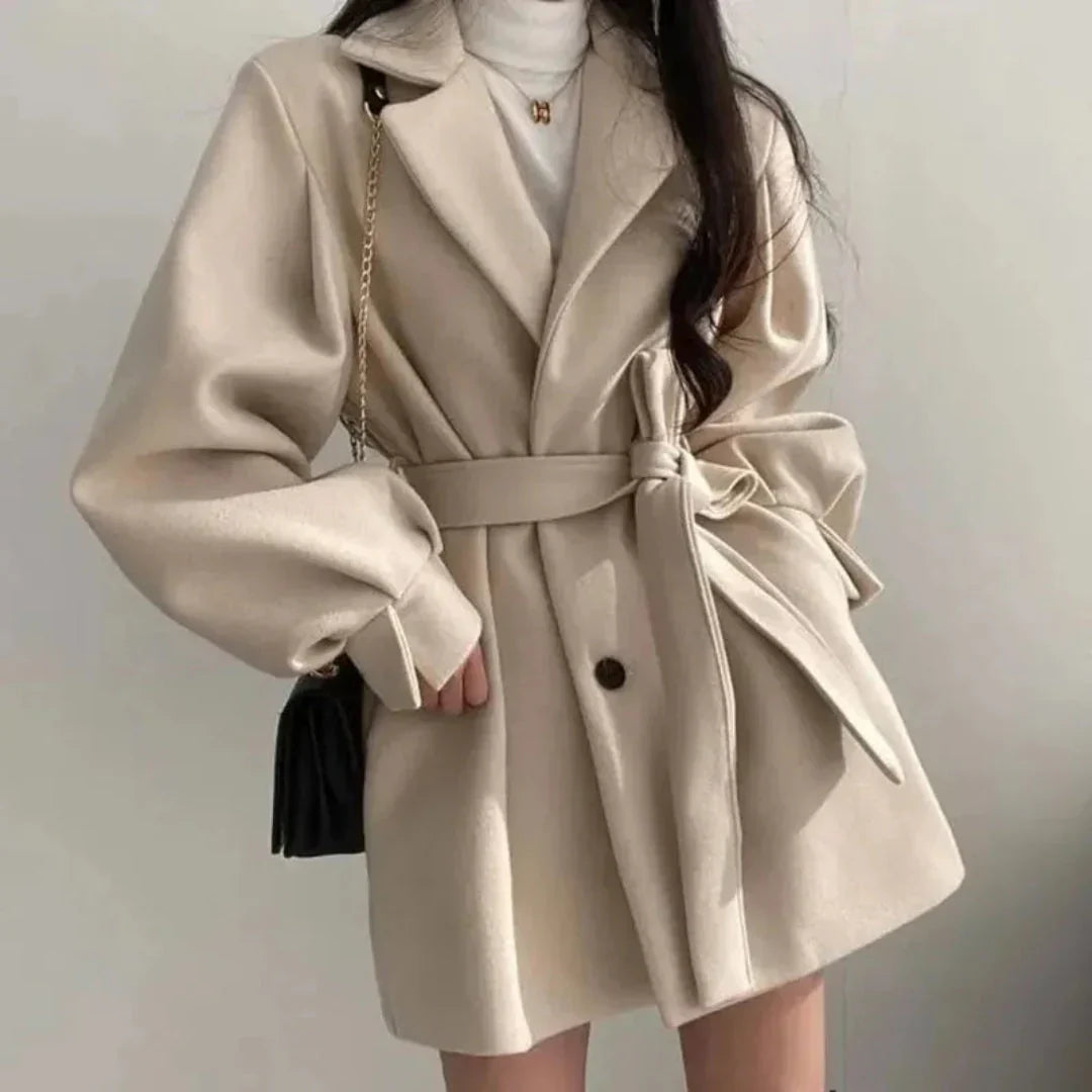 Charlotte | Women's Notch-Lapel Coat | Belted Waist · PNY