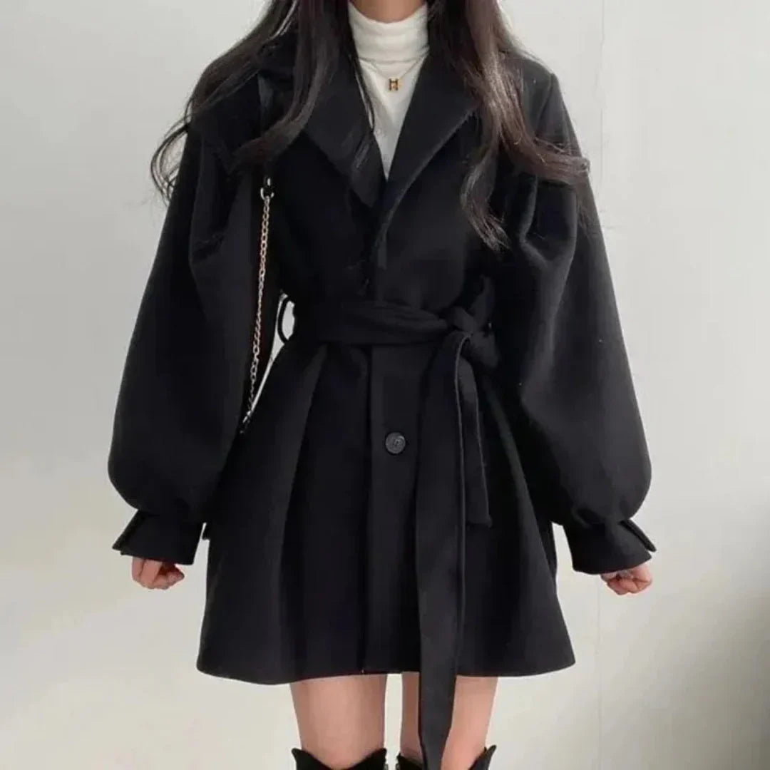Charlotte | Women's Notch-Lapel Coat | Belted Waist · PNY